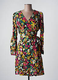 Robe mi-longue imprimé fleurs manches longues noir LA PETITE ETOILE femme