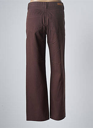Pantalon large fermeture zippée sous rabat boutonné taille haute marron HAPPY femme