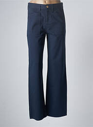 Pantalon large fermeture zippée sous rabat boutonné taille haute bleu HAPPY femme