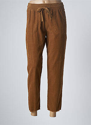 Pantalon 7/8 taille haute taille haute marron HAPPY femme