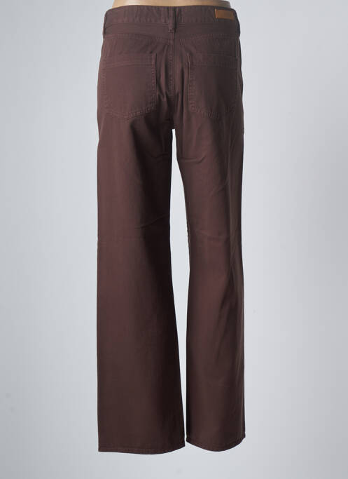 Pantalon large fermeture zippée sous rabat boutonné taille haute marron HAPPY femme