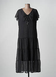 Robe longue coupe évasée manches courtes noir FRED SABATIER femme