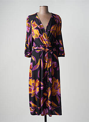 Robe longue imprimé fantaisie manches 3/4 noir EGERIE femme