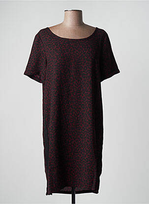 Robe mi-longue tissage crêpe manches courtes rouge DEELUXE femme