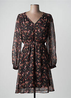 Robe mi-longue coupe évasée manches longues noir C'EST BEAU LA VIE femme