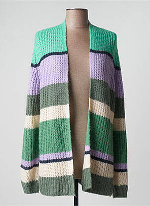 Gilet manches longues maille souple et aérée vert OLSEN femme
