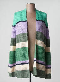 Gilet manches longues maille souple et aérée vert OLSEN femme
