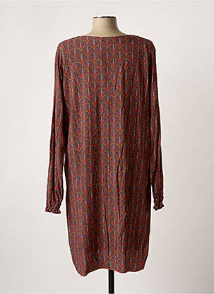Robe mi-longue coupe fluide manches longues rouge THALASSA femme