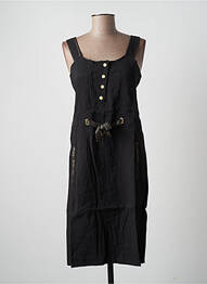 Robe mi-longue col rond fines bretelles noir LOLA ESPELETA femme