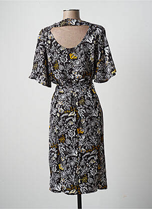 Robe mi-longue imprimé fantaisie manches courtes noir LOLA ESPELETA femme