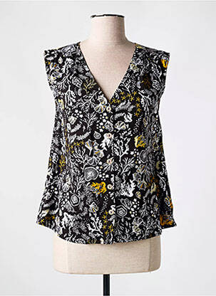 Blouse tissage popeline sans manche noir LOLA ESPELETA femme