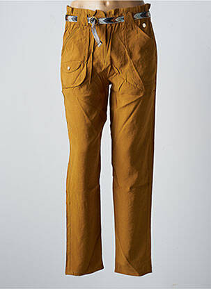 Pantalon droit tissage popeline taille haute marron LOLA ESPELETA femme