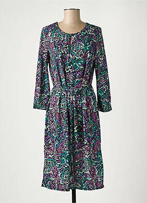 Robe mi-longue imprimé fantaisie manches longues noir DIANE LAURY femme