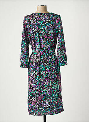 Robe mi-longue imprimé fantaisie manches longues noir DIANE LAURY femme