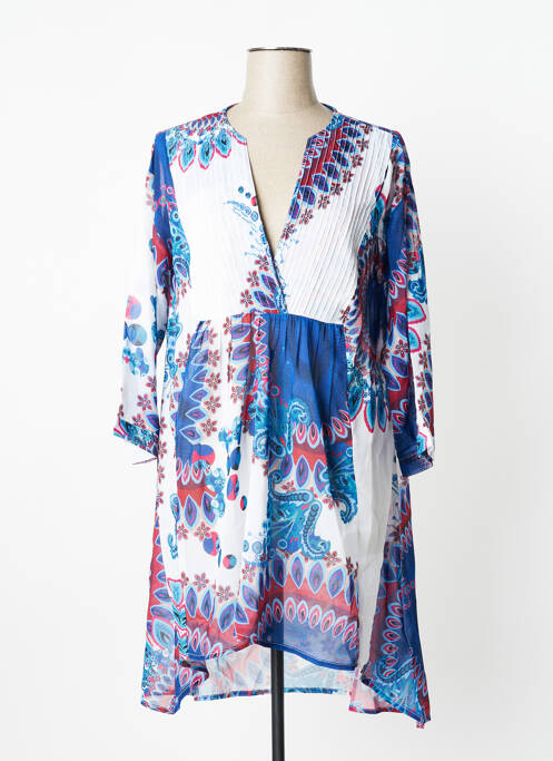 Robe de plage tissage crêpe bleu VERDISSIMA femme