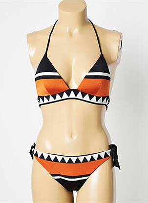 Maillot de bain 2 pièces fermeture liens à nouer haut soutien-gorge moulé orange ANDRES SARDA femme
