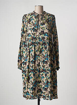Robe mi-longue coupe évasée manches longues beige KAFFE femme