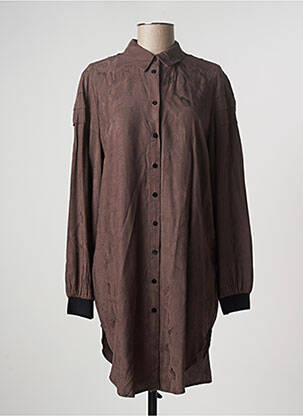 Robe mi-longue manches longues manches longues marron NÜ femme