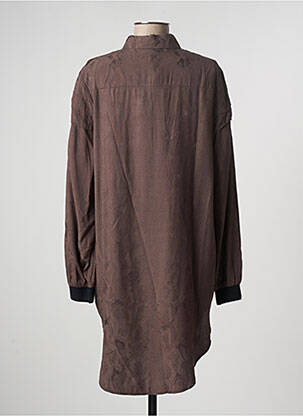 Robe mi-longue manches longues manches longues marron NÜ femme
