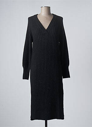 Robe pull col v manches longues noir SOAKED femme
