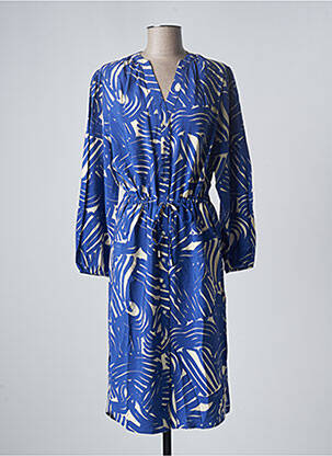 Robe mi-longue coupe fluide manches longues bleu SOAKED femme