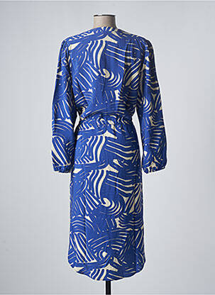 Robe mi-longue coupe fluide manches longues bleu SOAKED femme