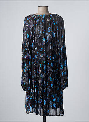 Robe mi-longue coupe fluide manches longues bleu B.YOUNG femme