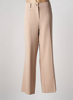 Pantalon large fermeture zippée sous rabat boutonné taille haute beige GEISHA femme