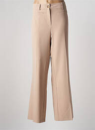Pantalon large fermeture zippée sous rabat boutonné taille haute beige GEISHA femme