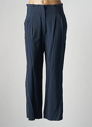 Pantalon large taille à pinces taille haute bleu RUE MAZARINE femme