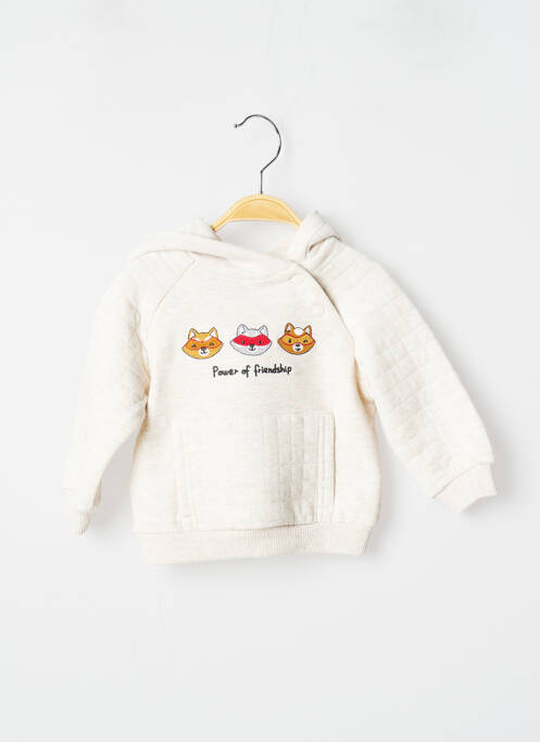 Sweat-shirt à capuche col v manches longues beige MAYORAL garcon