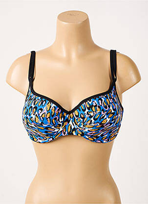 Haut de maillot de bain stretch haut soutien-gorge moulé bleu BELCOR femme