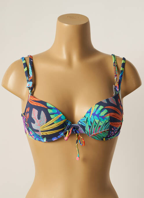 Haut de maillot de bain stretch haut soutien-gorge moulé bleu CHERRY BEACH femme