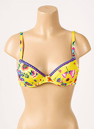 Haut de maillot de bain stretch haut soutien-gorge push-up jaune ANTIGEL femme
