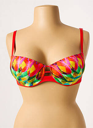 Haut de maillot de bain stretch haut soutien-gorge moulé rouge ANTIGEL femme