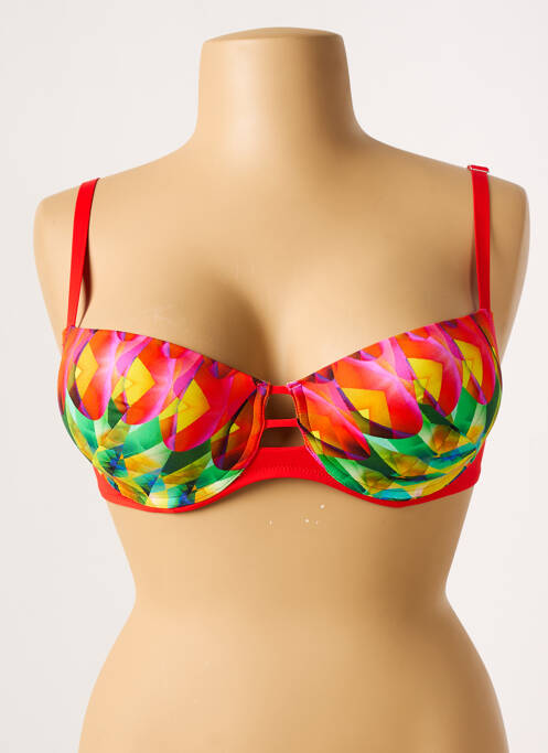Haut de maillot de bain stretch haut soutien-gorge moulé rouge ANTIGEL femme