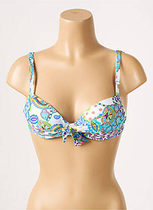 Haut de maillot de bain stretch haut soutien-gorge push-up bleu ANTIGEL femme