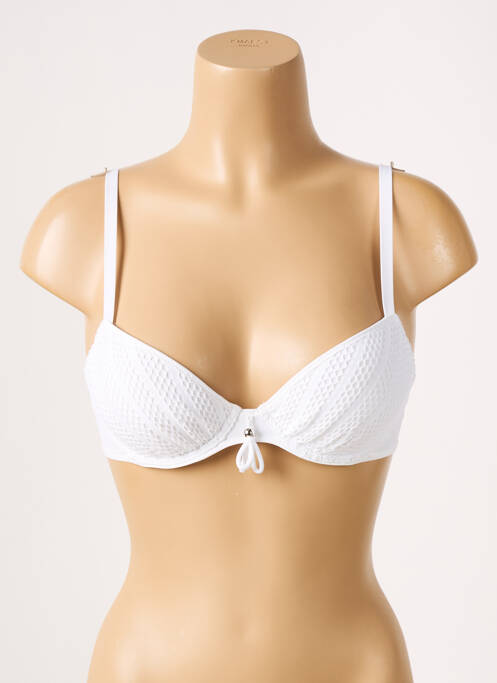 Haut de maillot de bain stretch haut soutien-gorge push-up blanc ANTIGEL femme