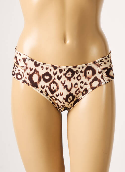 Bas de maillot de bain effet matière satinée culotte marron ANTIGEL femme