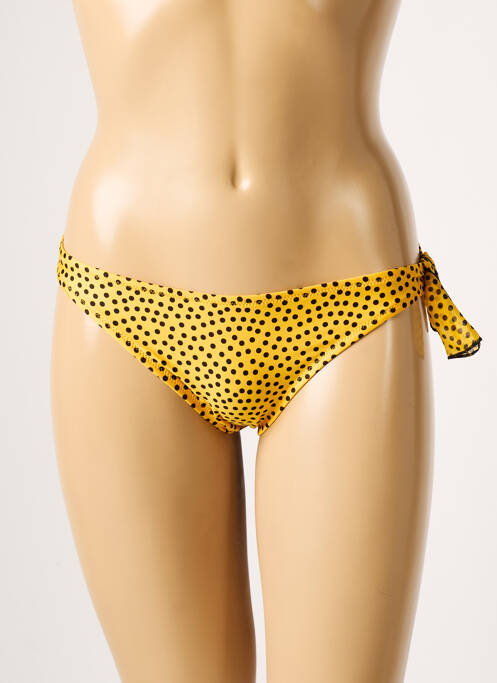 Bas de maillot de bain effet matière satinée bikini jaune ANTIGEL femme