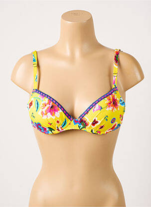 Haut de maillot de bain stretch haut soutien-gorge push-up jaune ANTIGEL femme