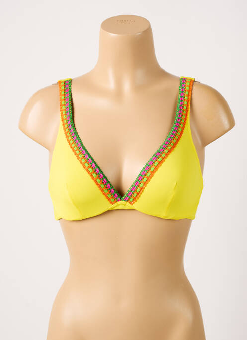 Haut de maillot de bain stretch haut soutien-gorge emboitant jaune ANTIGEL femme