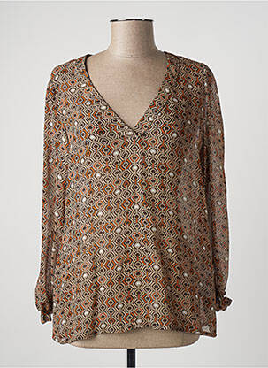 Blouse légère et transparente manches longues marron MARIA BELLENTANI femme