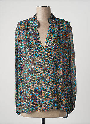 Blouse légère et transparente manches longues bleu MARIA BELLENTANI femme