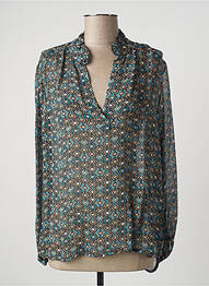 Blouse légère et transparente manches longues bleu MARIA BELLENTANI femme