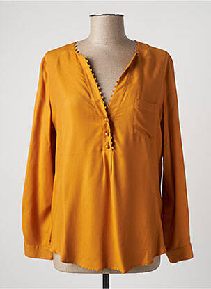 Blouse tissage popeline manches longues jaune BRUNO SAINT HILAIRE femme