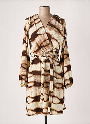 Robe courte manches longues manches longues beige PAPILLONNE femme