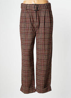 Pantalon droit taille à pinces taille haute rouge MARINA V femme