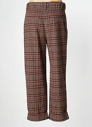 Pantalon droit taille à pinces taille haute rouge MARINA V femme