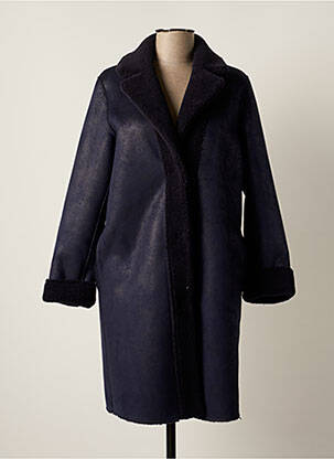Manteau long fermeture pressionnée sans capuche bleu PERSONA BY MARINA RINALDI femme